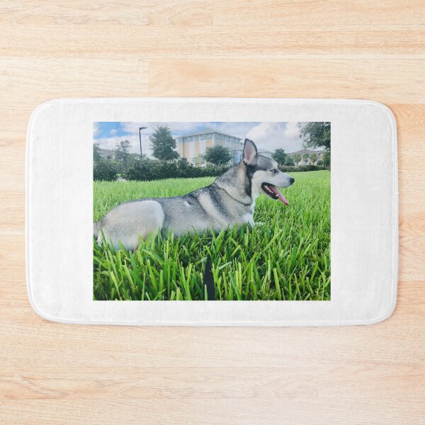 Item preview, Florida Paws - Majestic Black and Tan Husky in Grass - Alert Portrait. designed and sold by QuietBloomDHS.
