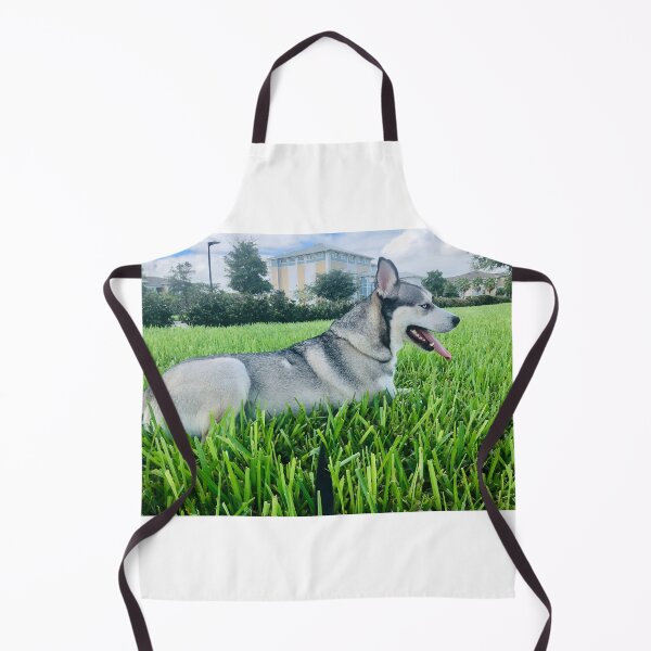 Item preview, Florida Paws - Majestic Black and Tan Husky in Grass - Alert Portrait. designed and sold by QuietBloomDHS.