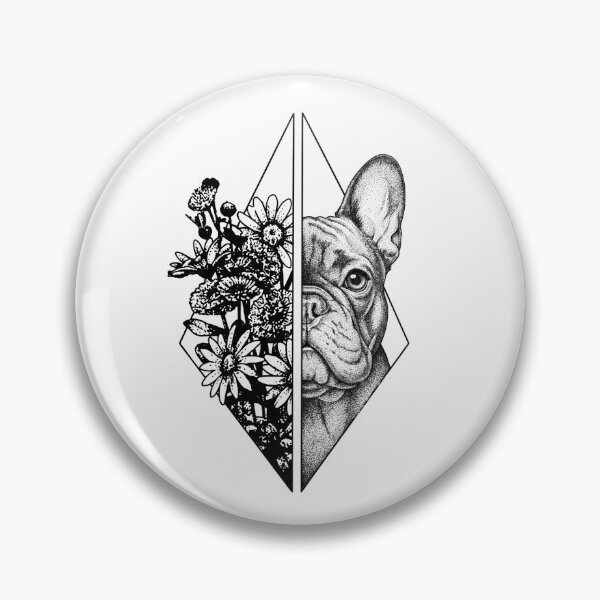 Item preview, French Bulldog Floral Geometric Line Art | Minimalist Dotwork Dog Illustration designed and sold by shallia.