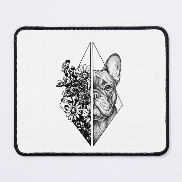 Item preview, French Bulldog Floral Geometric Line Art | Minimalist Dotwork Dog Illustration designed and sold by shallia.