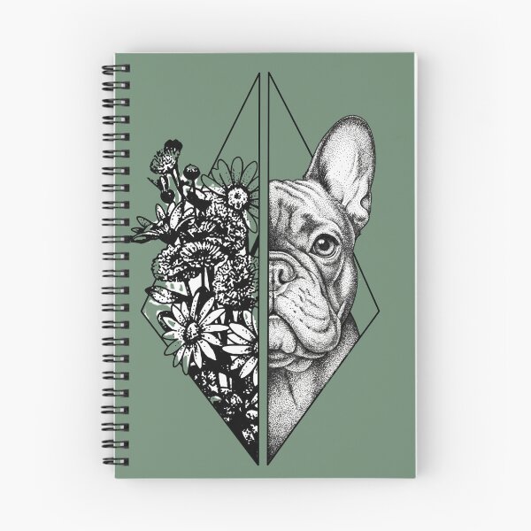 Item preview, French Bulldog Floral Geometric Line Art | Minimalist Dotwork Dog Illustration designed and sold by shallia.