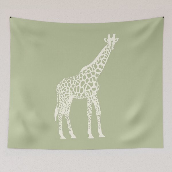 Item preview, Cream Monochrome Giraffe on Sage Green Scandinavian Style Animal Illustration designed and sold by Nasdigitalart.