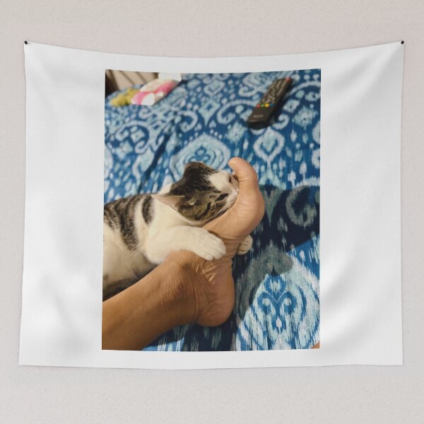 Item preview, Florida Paws - Playful Cat Hugging and Nibbling Feet - Sweet Bedtime Moment. designed and sold by QuietBloomDHS.