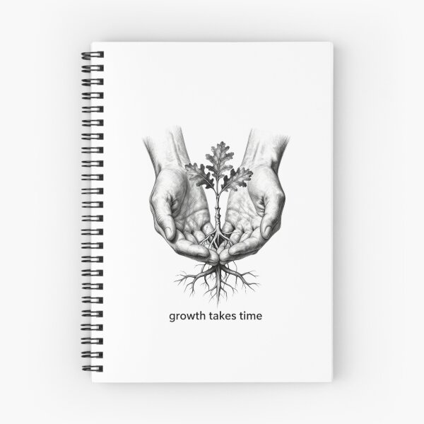 Item preview, Growth Takes Time Anatomical Hands Tree Sprout Sketch designed and sold by KindByNature.