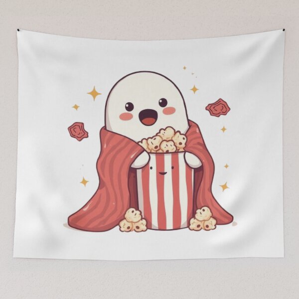 Item preview, Cozy Ghost Movie Night Sticker | Adorable Kawaii Halloween Design designed and sold by Stylestickers55.