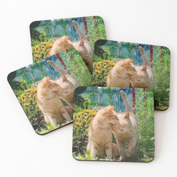 Item preview, Two Loving Cats in a Sunny Garden – Heartwarming Feline Friendship | Cute Nature Cat Wall Art designed and sold by Jesus-istheway.