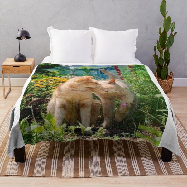 Item preview, Two Loving Cats in a Sunny Garden – Heartwarming Feline Friendship | Cute Nature Cat Wall Art designed and sold by Jesus-istheway.