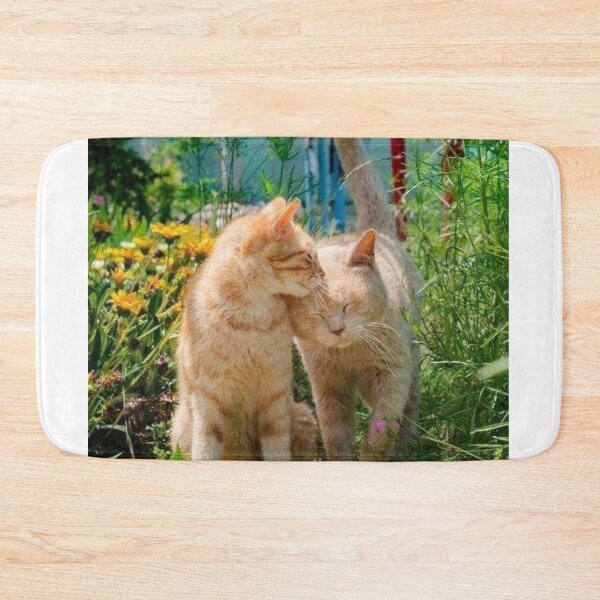 Item preview, Two Loving Cats in a Sunny Garden – Heartwarming Feline Friendship | Cute Nature Cat Wall Art designed and sold by Jesus-istheway.