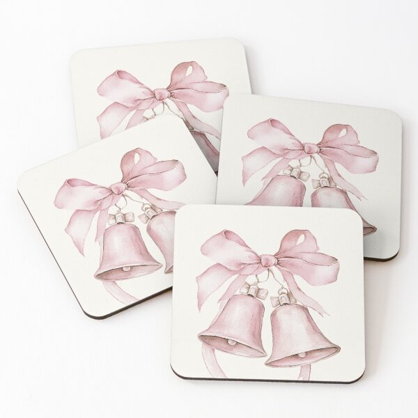 Item preview, Vintage Pink Christmas Bells Card | Elegant Watercolor Holiday Greeting Card designed and sold by lisa-diver.