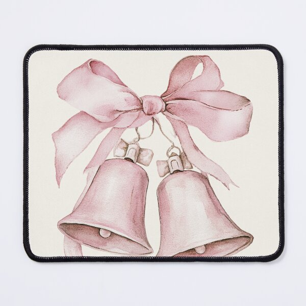 Item preview, Vintage Pink Christmas Bells Card | Elegant Watercolor Holiday Greeting Card designed and sold by lisa-diver.