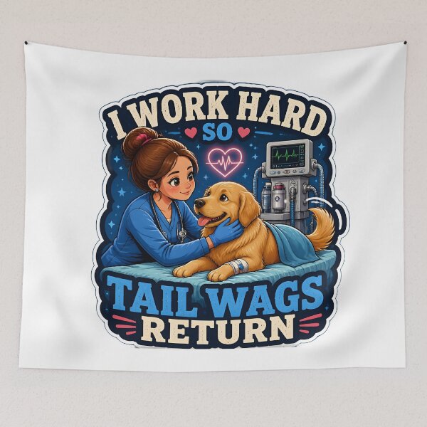 Item preview, I Work Hard So Tail Wags Return – Veterinary Anesthesiologist Dog Lover Gift designed and sold by Bettybee00.
