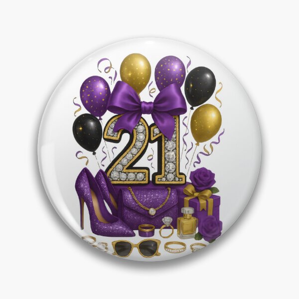 Item preview, 21st Birthday Purple Gold Balloons  designed and sold by DigiAngDesigns.