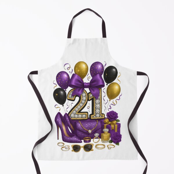Item preview, 21st Birthday Purple Gold Balloons designed and sold by DigiAngDesigns.
