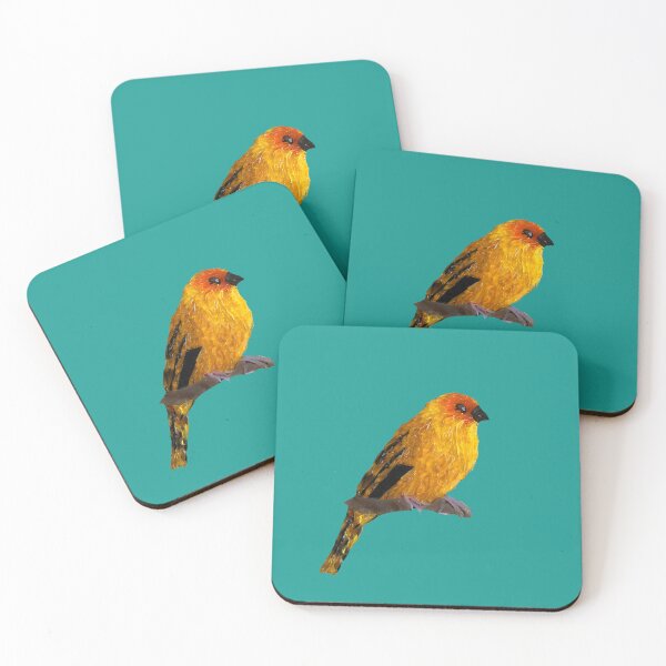 Item preview, Vibrant Saffron Finch bird miniature mosaic  designed and sold by Glass Gal.