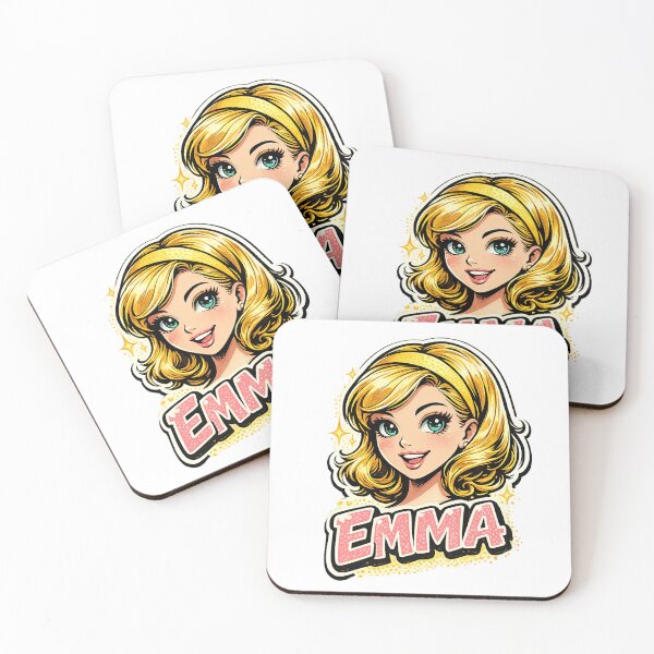 Item preview, Emma – Cute Girl Name Mascot designed and sold by AlexLineArt.