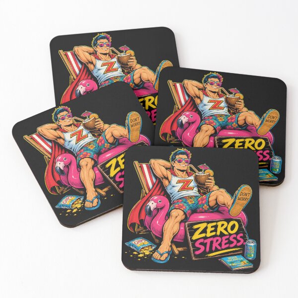 Item preview, ZERO STRESS – Funny Vacation Superhero | Pop Art Comic Summer Graphic Tee designed and sold by PLUSHIWORLDtm.
