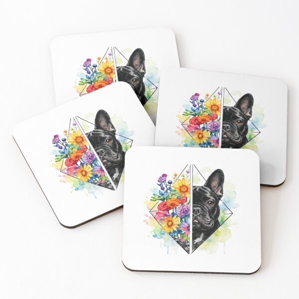 Item preview, Floral French Bulldog Botanical Dotwork Dog Art designed and sold by shallia.