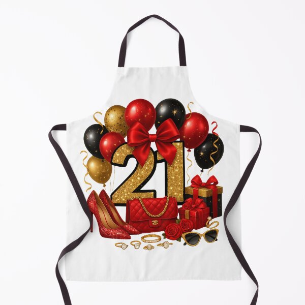 Item preview, 21st Birthday Red Gold Balloons designed and sold by DigiAngDesigns.