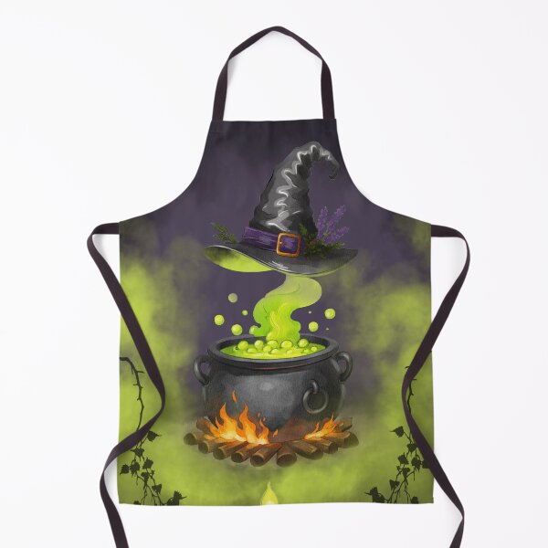 Item preview, Witch hat over a boiling cauldron with green liquid and candles lit in the dark setting designed and sold by Ms. Iryna.