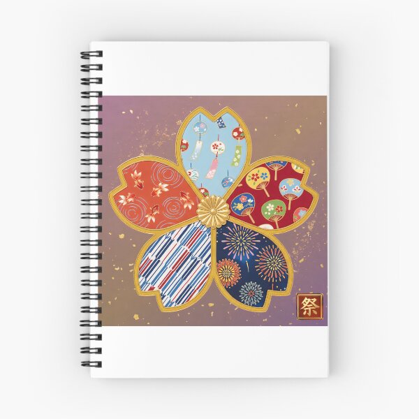 Item preview, Matsuri — Japanese Cherry Blossom Crest Art Print | Wind Chime & Goldfish Festival Pattern designed and sold by KimonoKotoba.