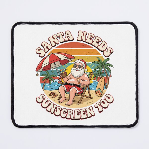 Item preview, Santa Needs Sunscreen Too Vintage Christmas in July Tropical Beach designed and sold by Omarmadani.