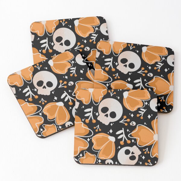 Item preview, Skulls and Stars in Wildflower Meadow in Orange designed and sold by studioaudrea.