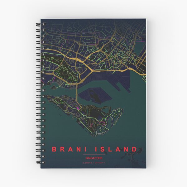 Item preview, Brani Island Singapore Map – Minimalist Urban Cartography | Midnight City Street Map Art Print designed and sold by Aurelux_24.