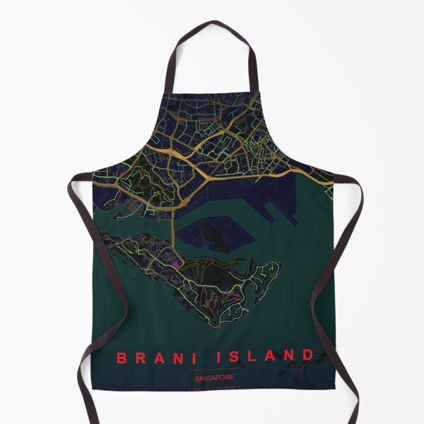 Item preview, Brani Island Singapore Map – Minimalist Urban Cartography | Midnight City Street Map Art Print designed and sold by Aurelux_24.