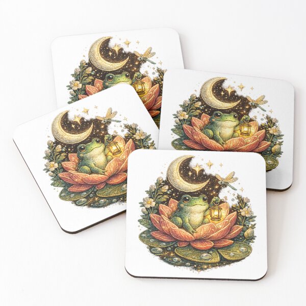 Item preview, Moonlit Frog Lantern Lotus Garden designed and sold by Mosslume Studio.