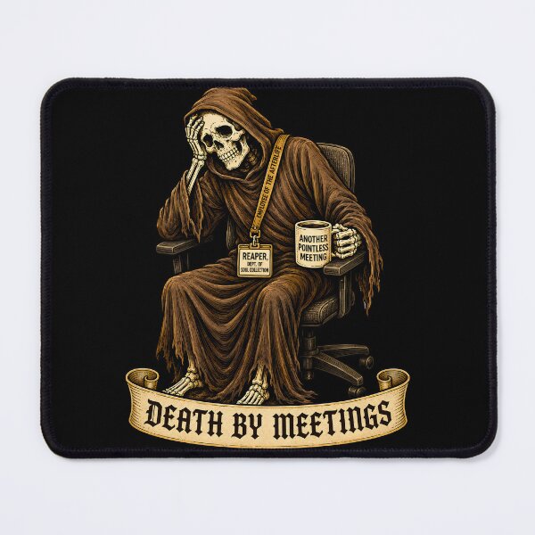 Item preview, Death by Meetings Grim Reaper Dark Edition Funny Gothic Corporate Design designed and sold by Martin's_Design.