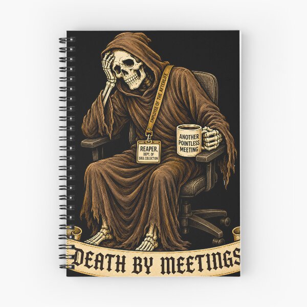 Item preview, Death by Meetings Grim Reaper Dark Edition Funny Gothic Corporate Design designed and sold by Martin's_Design.