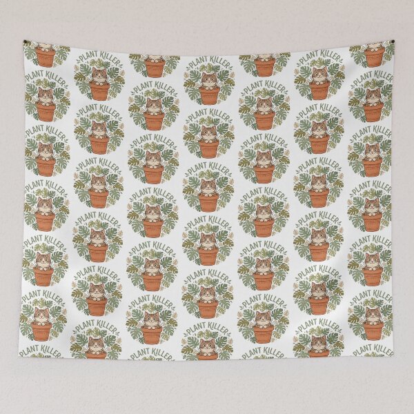 Item preview, Guilty Garden Cat – "Plant Killer" Boho Vector designed and sold by CatstheticShop1.