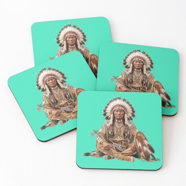 Item preview, Native American Chief Portrait with Feather Headdress designed and sold by Utopian-Magic.
