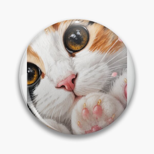 Item preview, Cute Calico Kitten Watercolor with Big Eyes and Pink Paws designed and sold by Jesus-istheway.