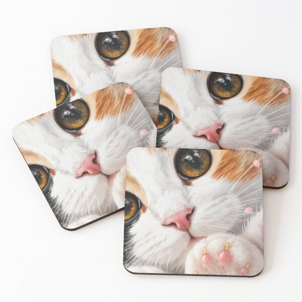 Item preview, Cute Calico Kitten Watercolor with Big Eyes and Pink Paws designed and sold by Jesus-istheway.