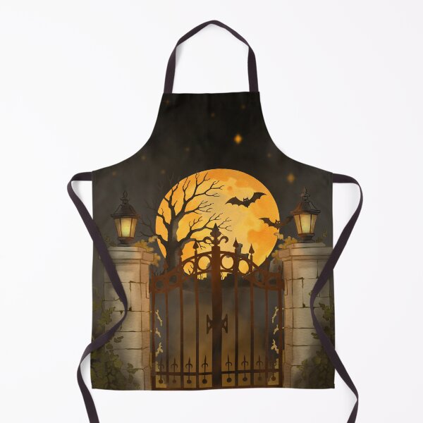 Item preview, Haunted gate with bats and a large moon seen during Halloween night designed and sold by Ms. Iryna.
