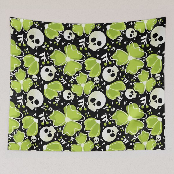 Item preview, Skulls and Stars in Wildflower Meadow in green designed and sold by studioaudrea.