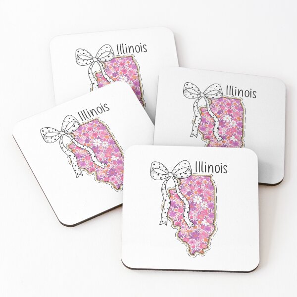 Item preview, Cute Illinois Floral Map Graphic Coquette Bow Design designed and sold by Paper Drip.