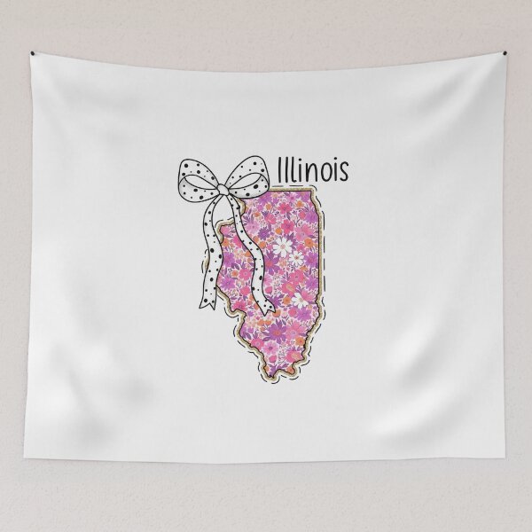 Item preview, Cute Illinois Floral Map Graphic Coquette Bow Design designed and sold by Paper Drip.