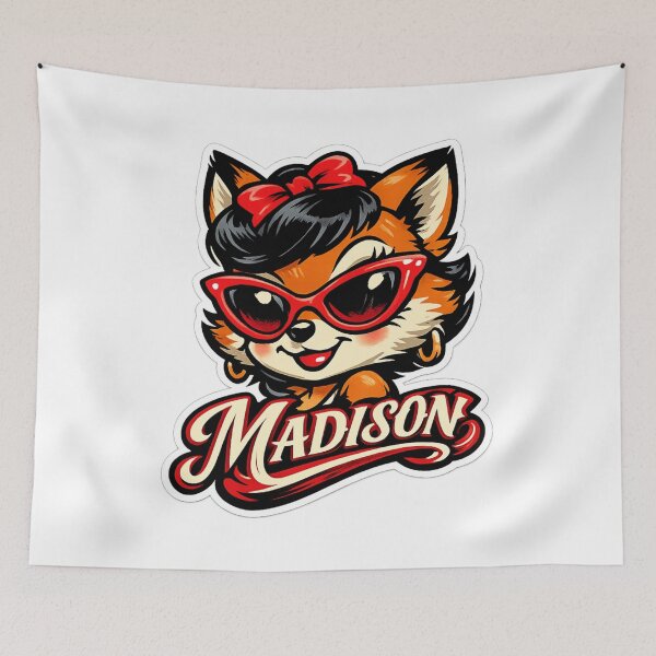 Item preview, Madison – Cute Fox Name Mascot designed and sold by AlexLineArt.