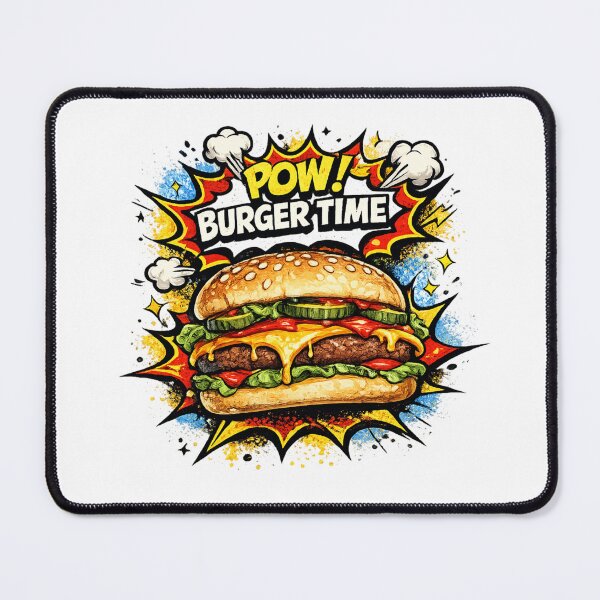 Item preview, POW Burger Time: Comic Book Style Cheeseburger Pop Art Retro Explosion designed and sold by irfanshikh.