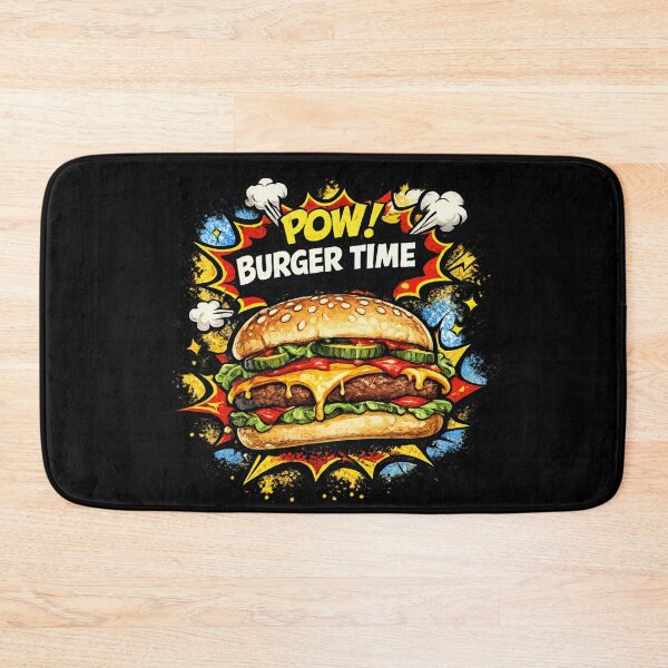 Item preview, POW Burger Time: Comic Book Style Cheeseburger Pop Art Retro Explosion designed and sold by irfanshikh.