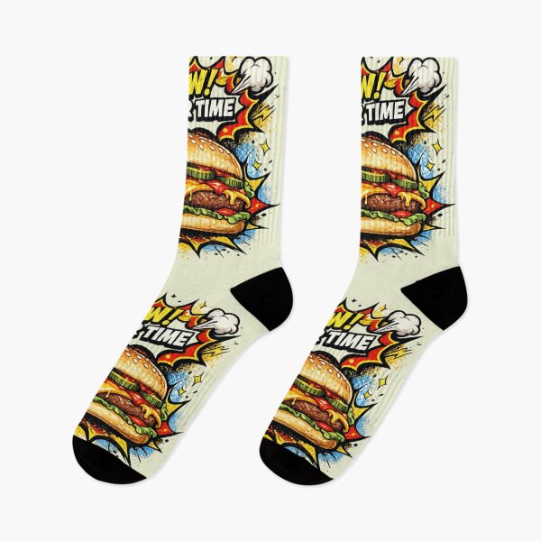 Item preview, POW Burger Time: Comic Book Style Cheeseburger Pop Art Retro Explosion designed and sold by irfanshikh.