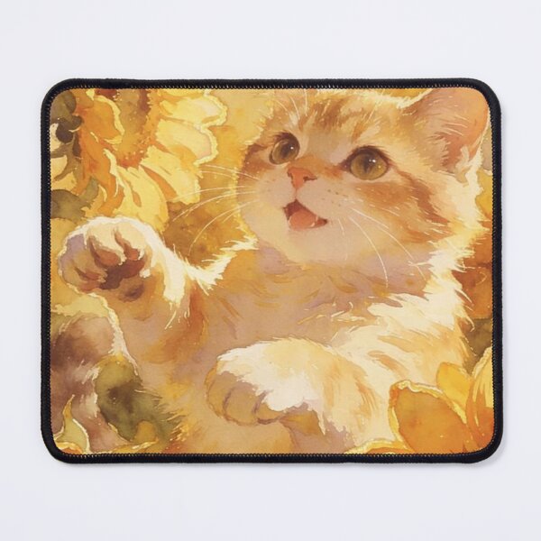 Item preview, Cute Orange Kitten Among Sunflowers – Warm Watercolor Cat Art designed and sold by Jesus-istheway.