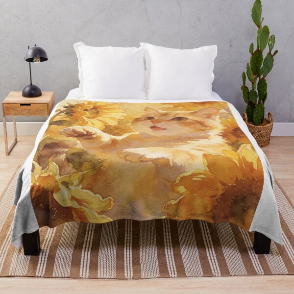 Item preview, Cute Orange Kitten Among Sunflowers – Warm Watercolor Cat Art designed and sold by Jesus-istheway.
