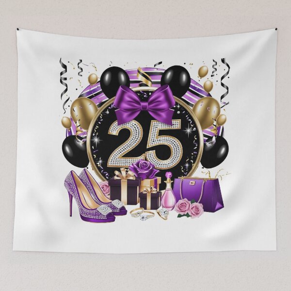Item preview, 25th Birthday Purple Gold Balloons  designed and sold by DigiAngDesigns.