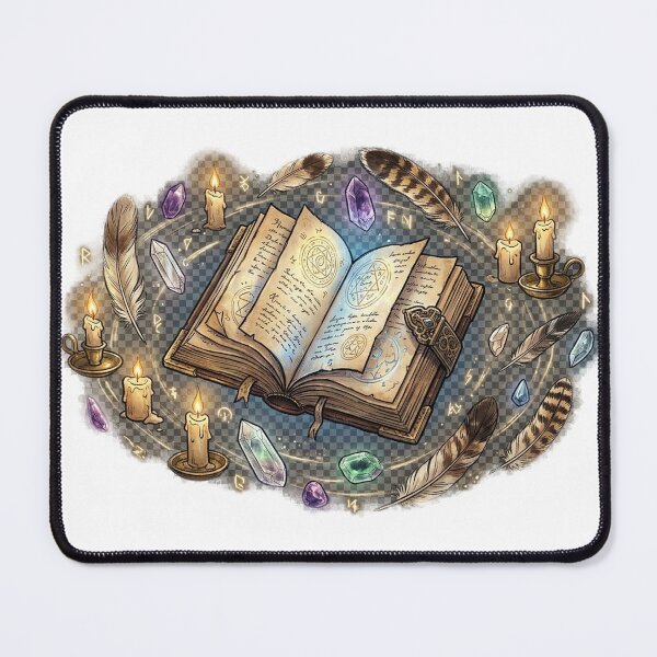 Item preview, Mystical Open Spellbook with Candles and Crystals designed and sold by GrzywaM.
