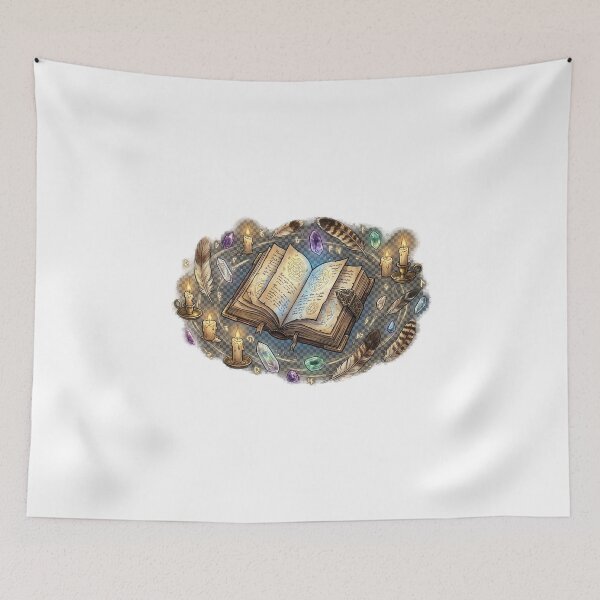 Item preview, Mystical Open Spellbook with Candles and Crystals designed and sold by GrzywaM.