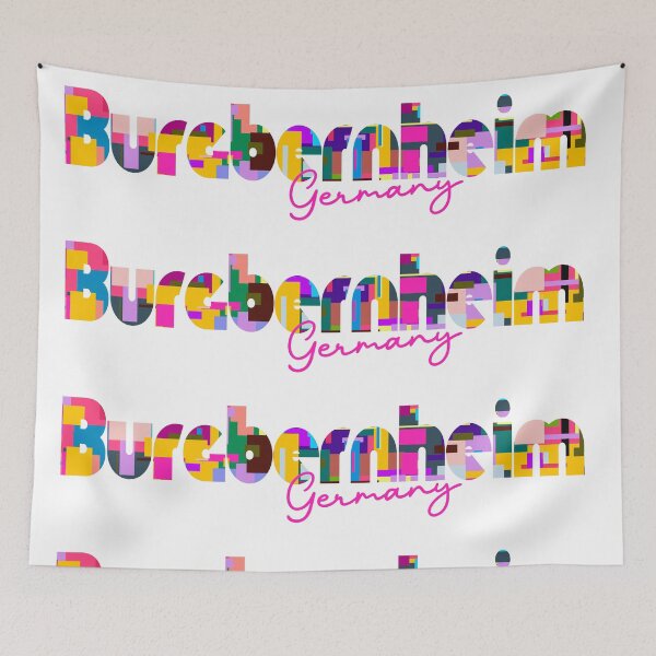 Item preview, Burgbernheim, Germany, Vibrant Abstract City Typography Art designed and sold by Wanderful-roads.