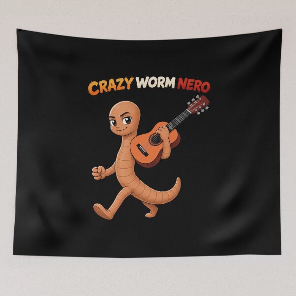 Item preview, Worm Nero Playing Guitar Cute Funny Musician Cartoon T-Shirt designed and sold by maxiprom.